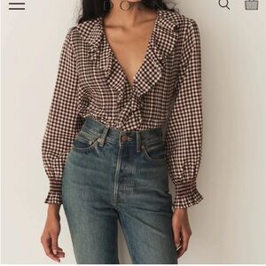 Doen hardy top in Delphine plaid size S NWOT